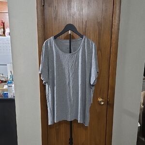 Calvin Klein Light Gray Short Sleeve Scoop Neck Top with Stud Detail